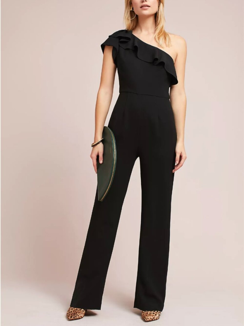 ML Monique Lhuillier One-Shoulder Jumpsuit Size 10